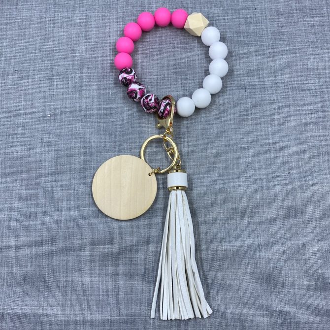 Pink/white/hearts Wristlet
