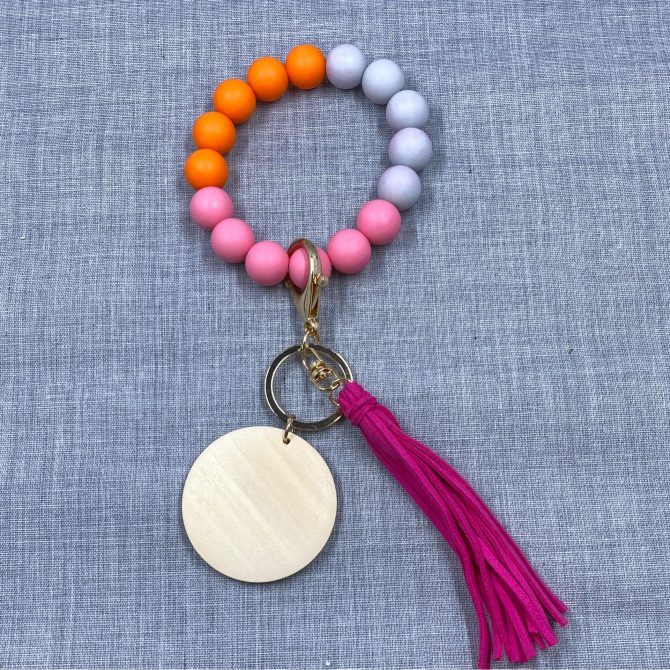 Orange/Pink/Gray Wristlet