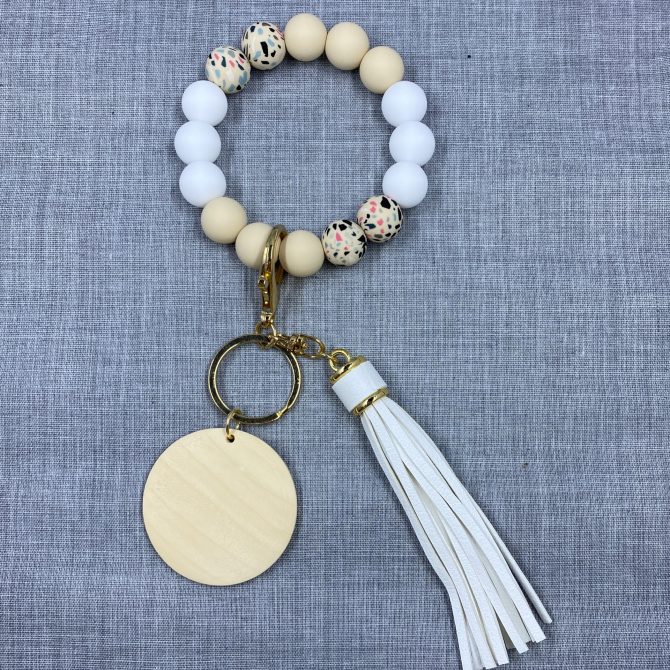 Confetti/Tan/White Wristlet
