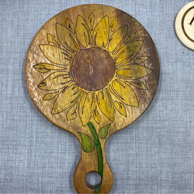 Sunflower cutting board-hand painted 5"x7"