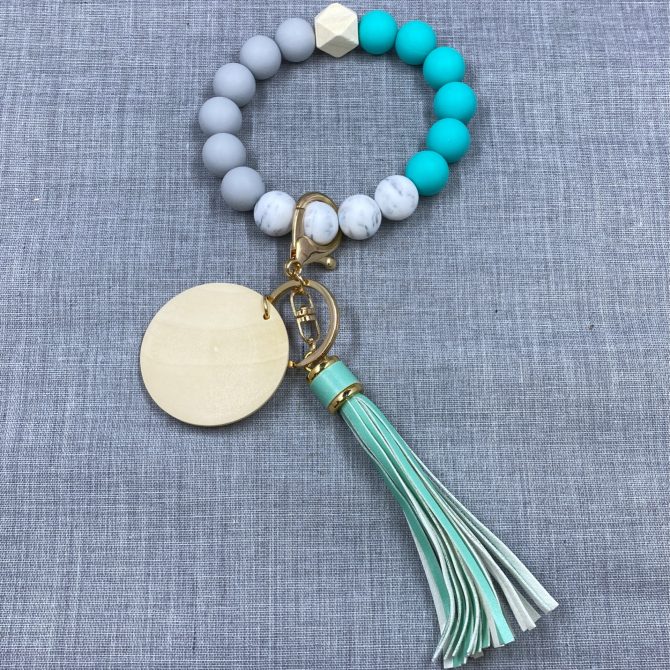 Teal/Gray/Marble Wristlet