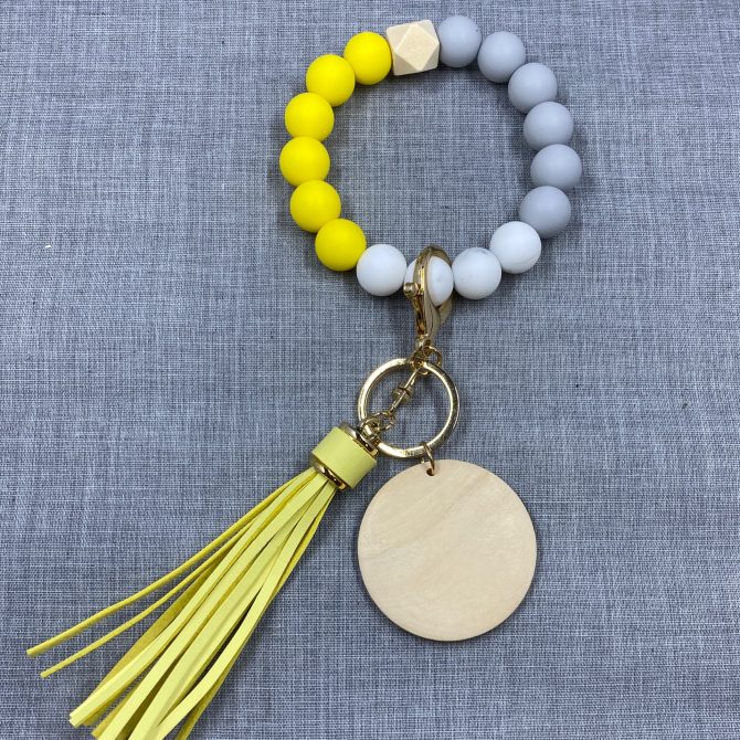 Yellow/Gray/Marble Wristlet