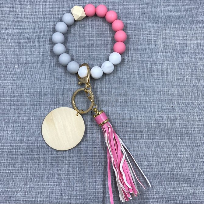 Pink/Gray Wristlet