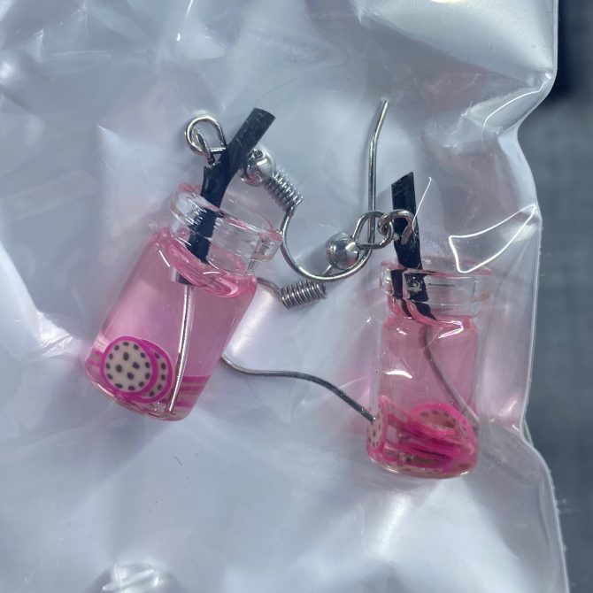 Pink Fruit Water Dangle Earrings