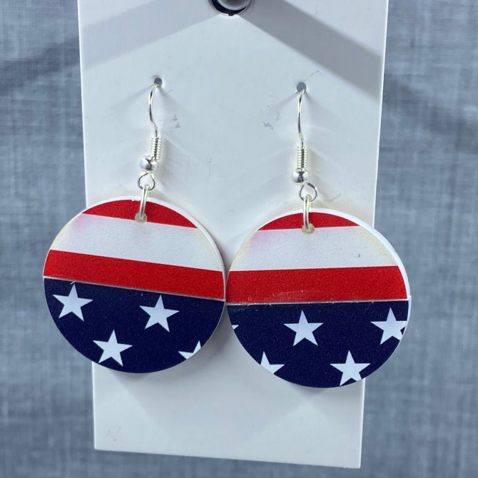 Patriotic Circle Dangle Earrings