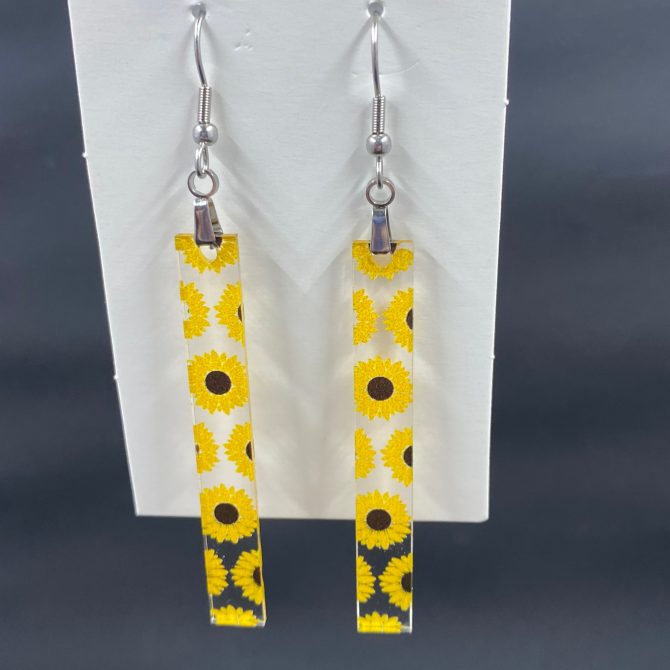 Sunflower Acrylic Bar Dangle Earrings