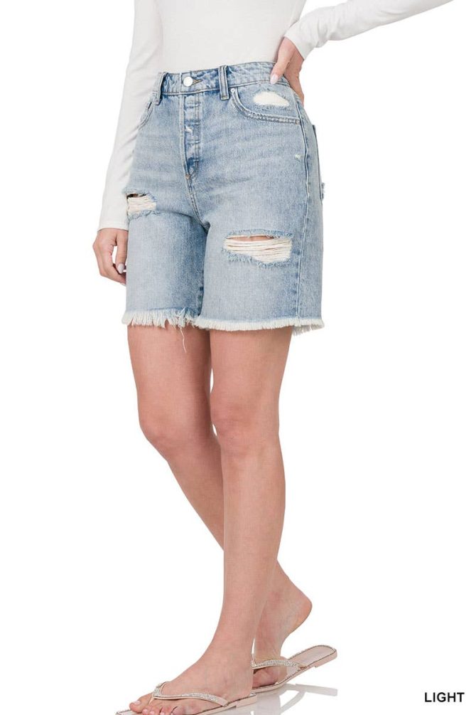 ._ SI-23068 DISTRESSED DENIM SHORTS