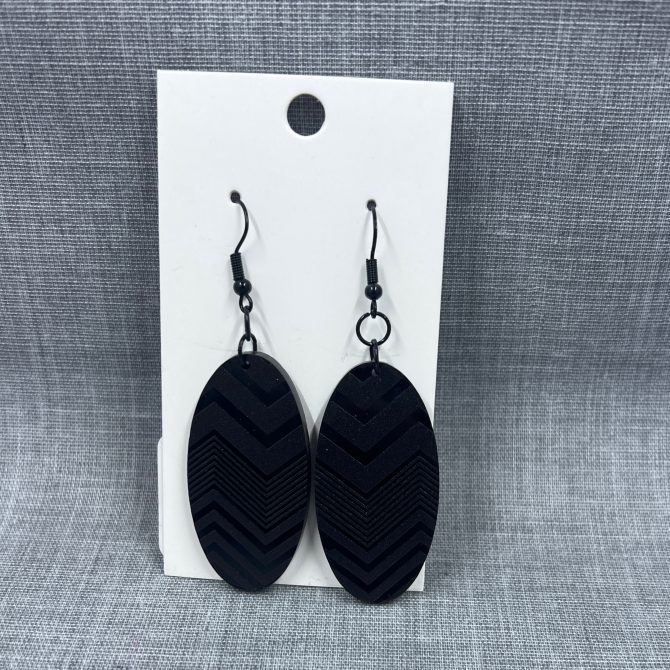 Black Oval Dangle Earrings