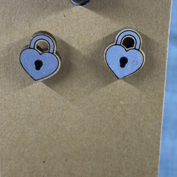 Heart Lock Stud Earrings