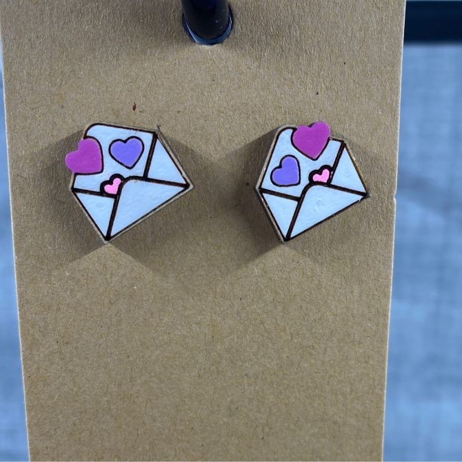 Hearts Envelope Stud Earrings
