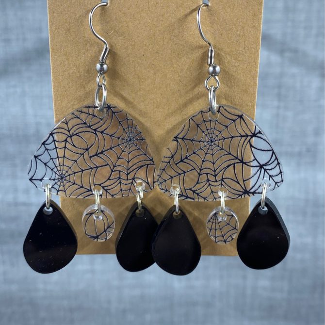 Spiderweb Acrylic Dangle Earrings