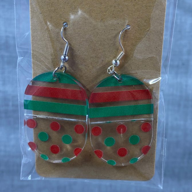 Red/Green Acrylic Dangle Earrings